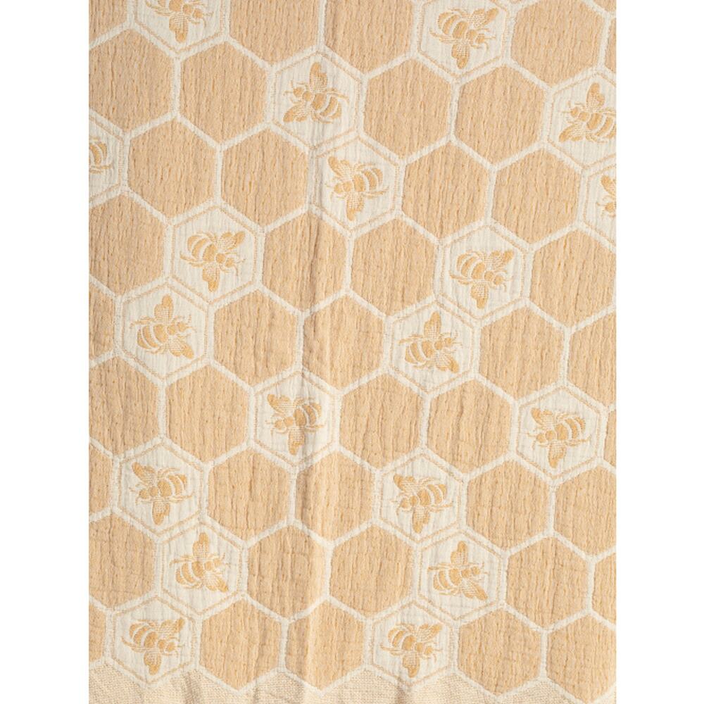 Gold Bumblebee Honeycomb Throw Blanket 50x70 Cotton Made in Portugal NEW